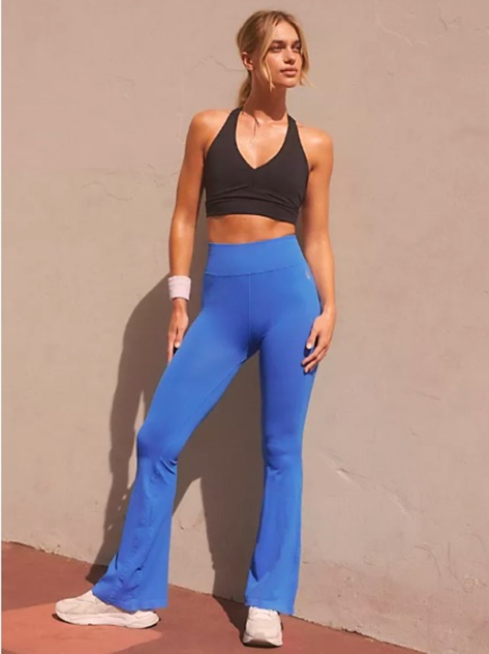 Free People Movement Good Karma Flare Yoga Seamless Leggings in Neon Blue
